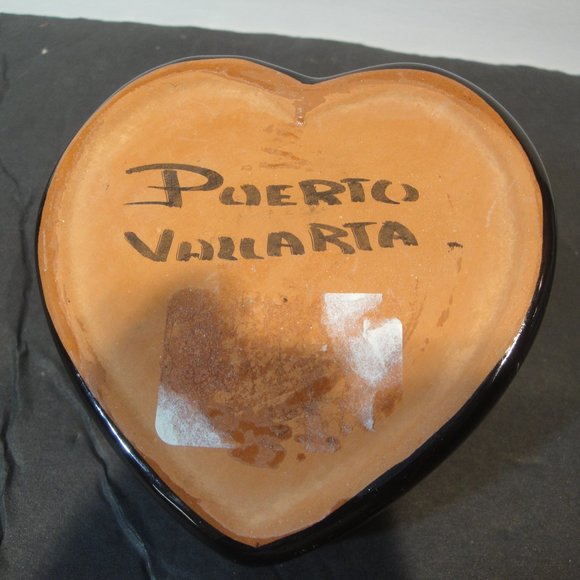Trinket Box Souvenir from Puerto Vallarta Painted TerraCotta Heart Shap… - Picture 2 of 10